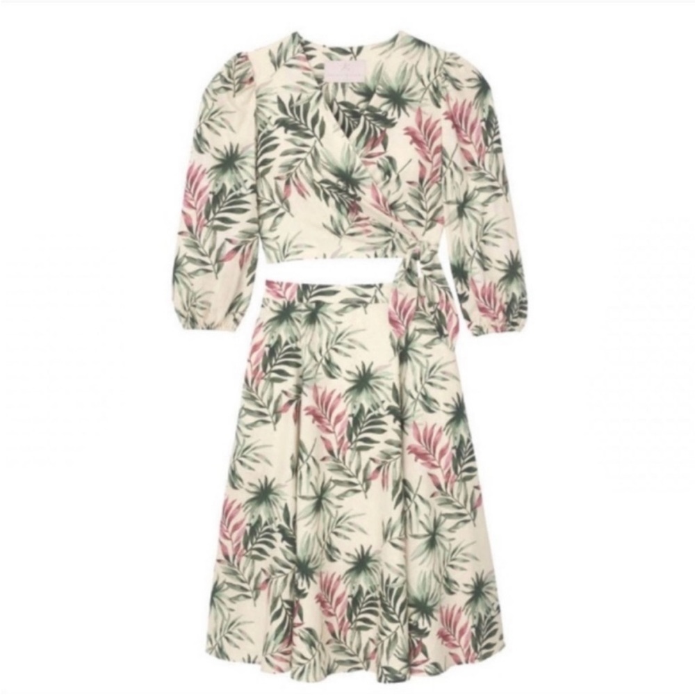 Gal Meets Glam Collection Stevie Palm Print Two Piece Set Size 6 - Picture 1 of 16